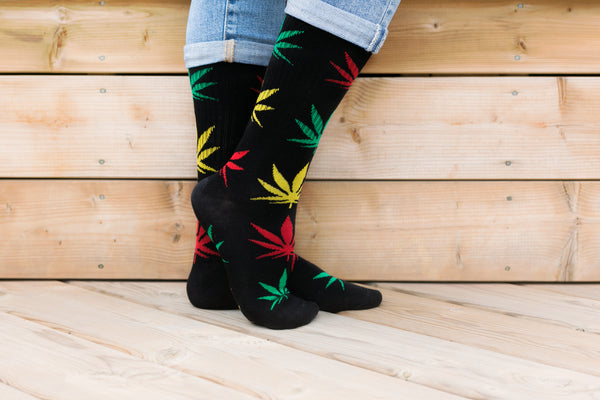 Feet Pose Marijuana Socks